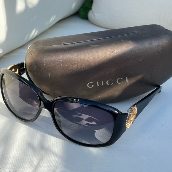 GUCCI vintage sunglasses Black GG 3578 crystal rhinestone GG signature hardware